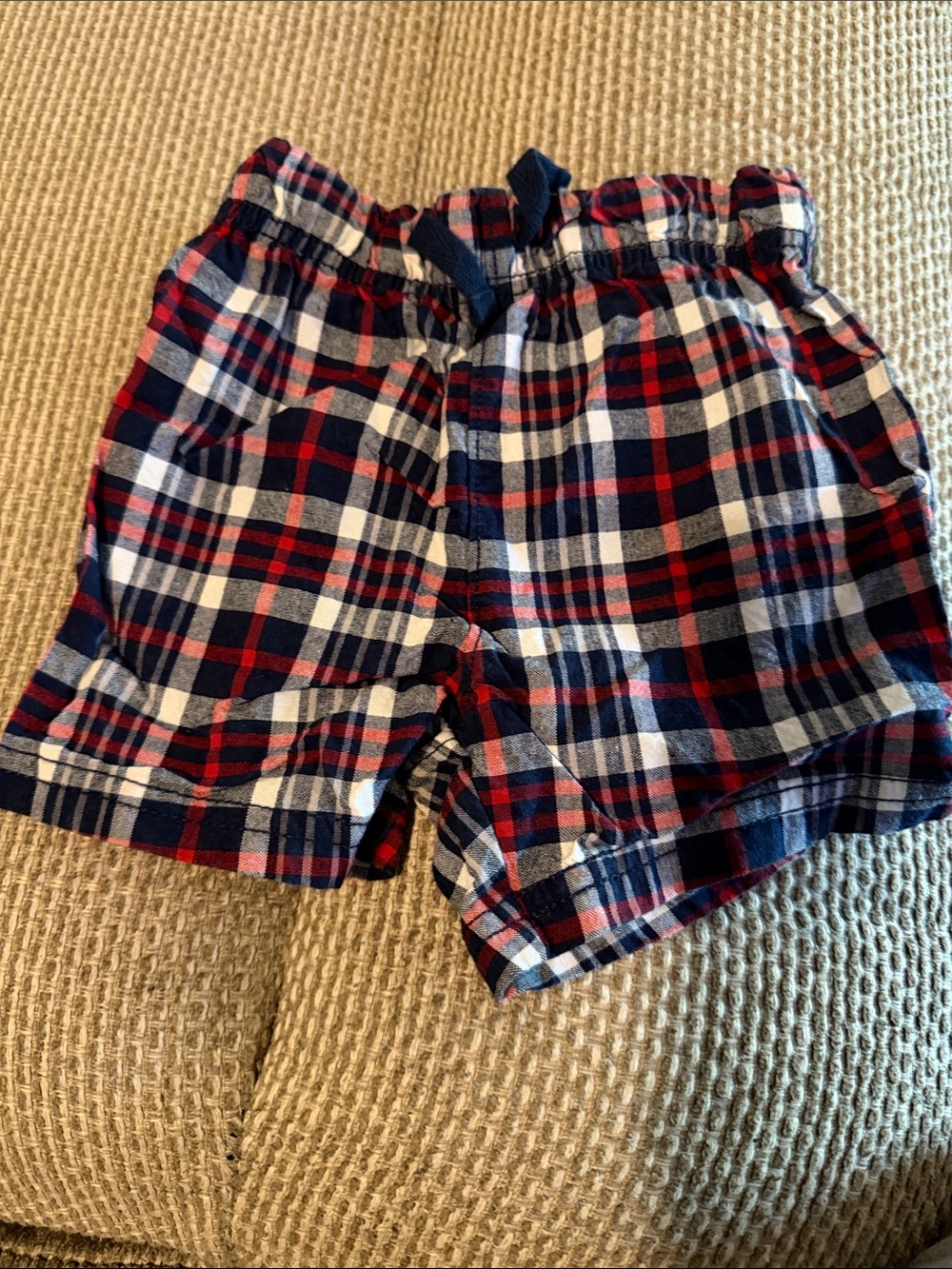 Carter's Plaid Pull-On Shorts in Navy, Red & White
